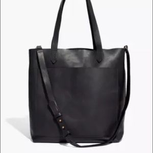 Madewell Black Leather Transport Tote Bag